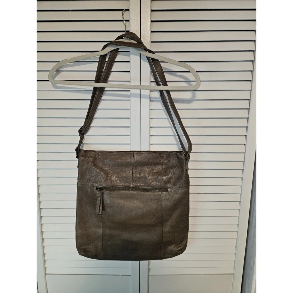 Day & Mood Light Brown Leather Hobo Bag Front Pocket Zip Back Inside Pockets